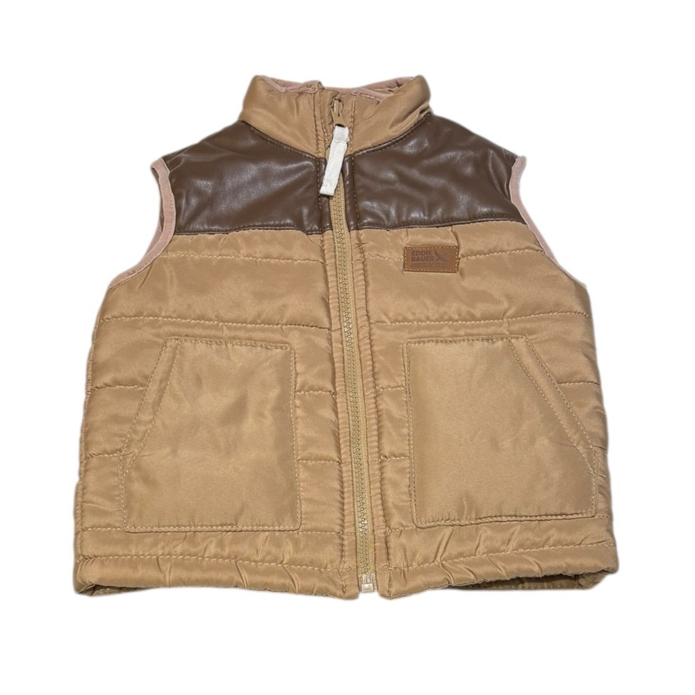 Eddie Bauer Kids Tan and Brown Quilted Vest